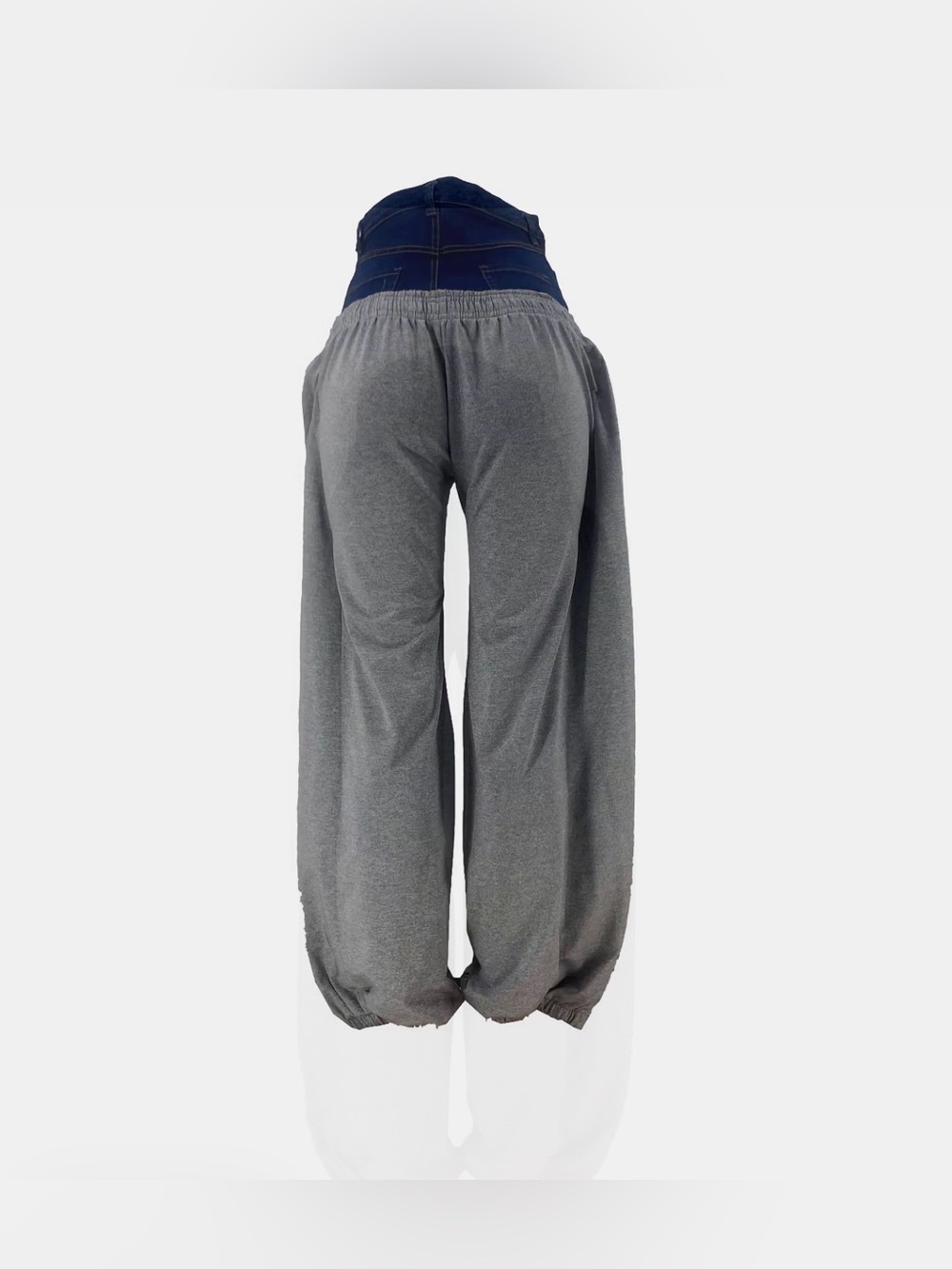 High-Waist Two-Tone Jogger Pants - Gray - Picture 4 of 4